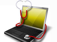 Laptop with stethoscope